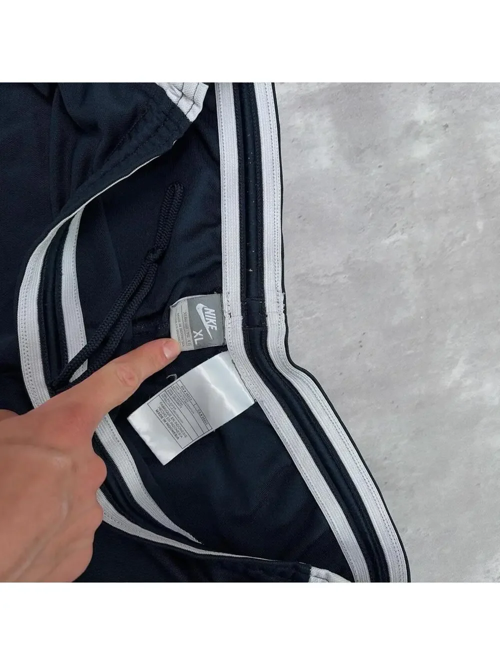 Y2K Navy Nike Swoosh Striped Running Shorts